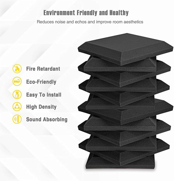 12 Pack Set Acoustic Foam Panels, 2" X 12" X 12" Acoustic Foam Sound Absorption, Soundproof Sound Insulation Absorbing, Acoustic Treatment Used in Home & Offices - Image 2