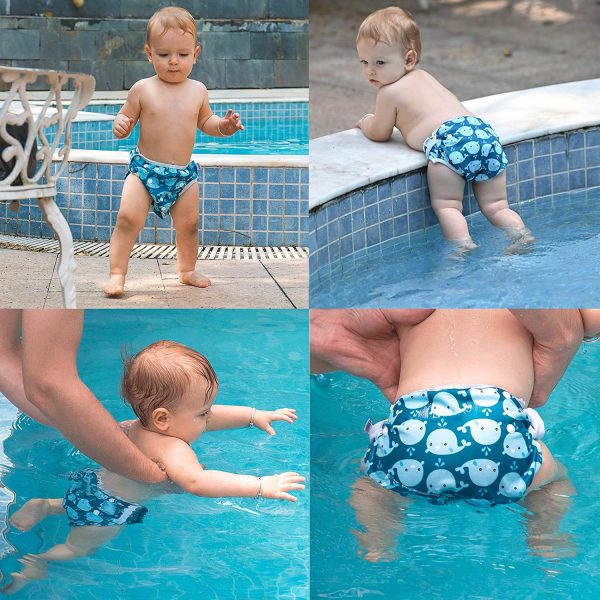 ALVABABY Swim Diapers 2pcs Baby Toddler Infant Snap One Size Reusable Adjustable Baby Shower Gifts 0-2 Years SW18-21 - Image 5