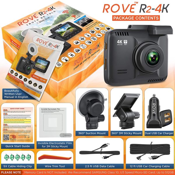 Rove R2-4K Dash Cam Built in WiFi GPS Car Dashboard Camera Recorder with UHD 2160P, 2.4" LCD, 150?? Wide Angle, WDR, Night Vision - Image 2