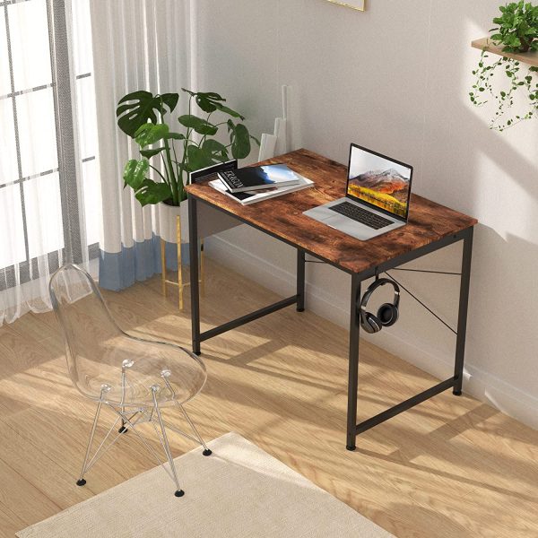 31.5 inch Computer Desk with n-Woven Storage Bag, Office Work Desk for Small Spaces, Writing Study, Industry Modern Table for Bedroom, Home, Office