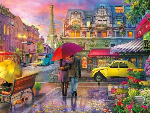 Buffalo Games - Cities in Color - Raining in Paris - 750 Piece Jigsaw Puzzle Red, Green,Yellow, 24" L X 18" W - Image 2