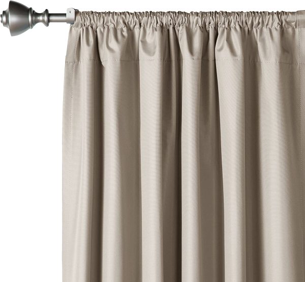 Amazon Basics Room Darkening Blackout Window Curtains with Tie Backs Set - 42 x 63-Inch, Beige, 2 Panels - Image 6