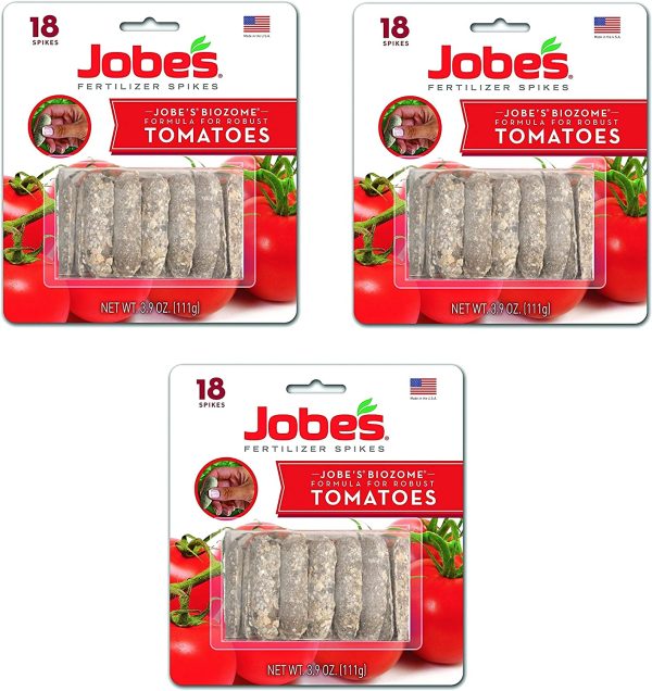 Jobe's Tomato Fertilizer Spikes, 6-18-6 Time Release Fertilizer for All Tomato Plants, 18 Spikes per Blister Package, 3-Pack, 54 Spikes Total - Image 2