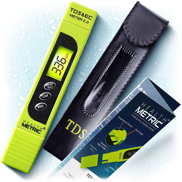 Pro TDS Meter Digital Water Tester - 3 in 1 ppm EC and Temperature Test Pen | Easy to Use Water Purity Tester | Ideal for Testing RO Drinking Water Swimming Pool Hydroponics Aquarium & More | Green