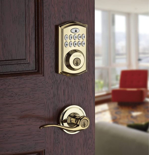 SmartCode 10 Electronic Deadbolt Featuring SmartKey, Keypad Door Lock, Polished Brass (9GED17000-001)