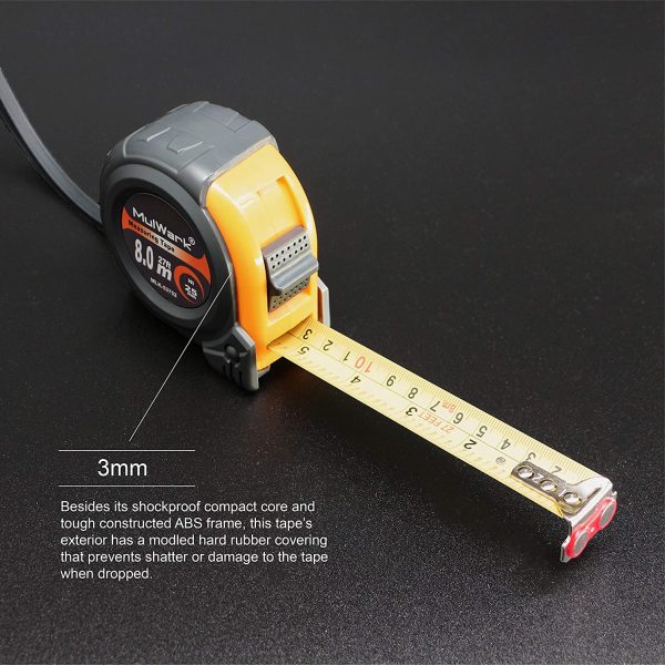 26ft Measuring Tape Measure by Imperial Inch Metric Scale with Both-Side Metal Blade,Magnetic Tip Hook and Shock Absorbent Case-for Construction,Contractor,Carpenter,Architect,Woodworking - Image 7