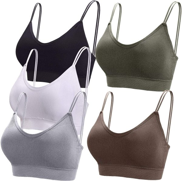 BQTQ 5 Pcs V Neck Tube Top Bra Padded Camisole Bra for Women Seamless Bralettes - Image 6