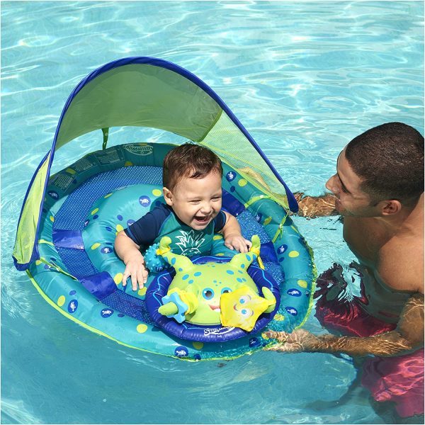 SwimWays Inflatable Baby Spring Octopus Pool Float Activity Center with Canopy - Image 5