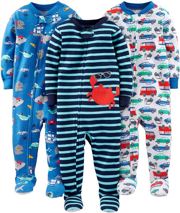 Simple Joys by Carter's Baby-Boys 3-Pack Snug Fit Footed Cotton Pajamas