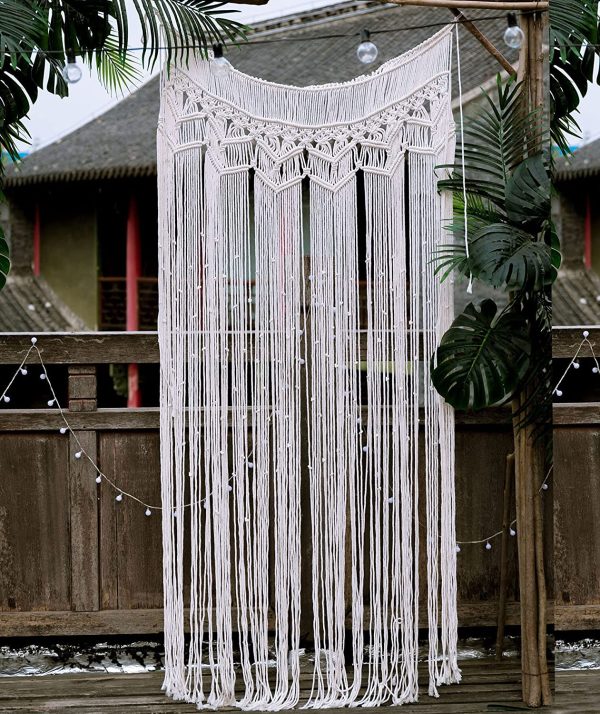 Macrame Curtain Panel for Doorway Window, Handmade Woven Wall Hanging Tapestry, Birthday Party Wedding Backdrop (37.5" W x 82" L) - Image 4