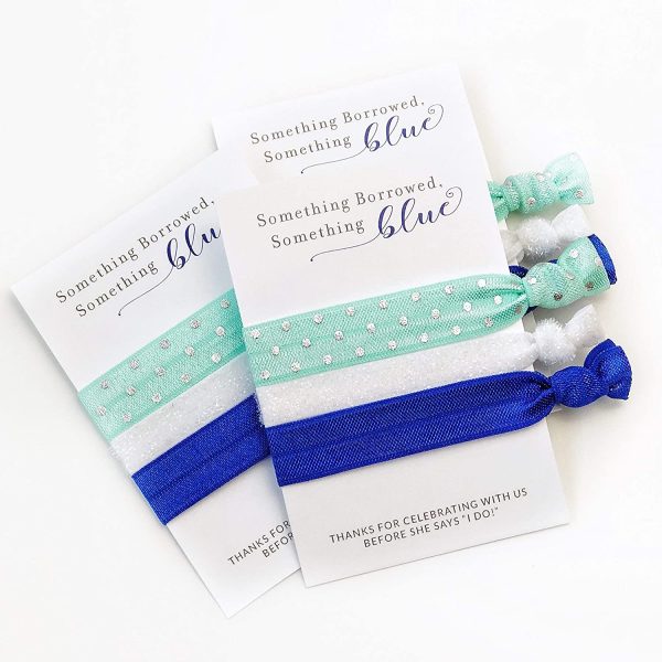 Something Blue Bridal Shower Favours, Hair Ties Bracelets, Bachelorette Party Supplies and Decorations (5 Pack)