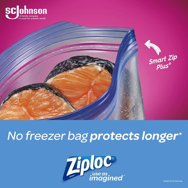 Ziploc Extra Large Food Storage Freezer Bags with Double Zipper Seal and Easy Open Tabs, 30 Count