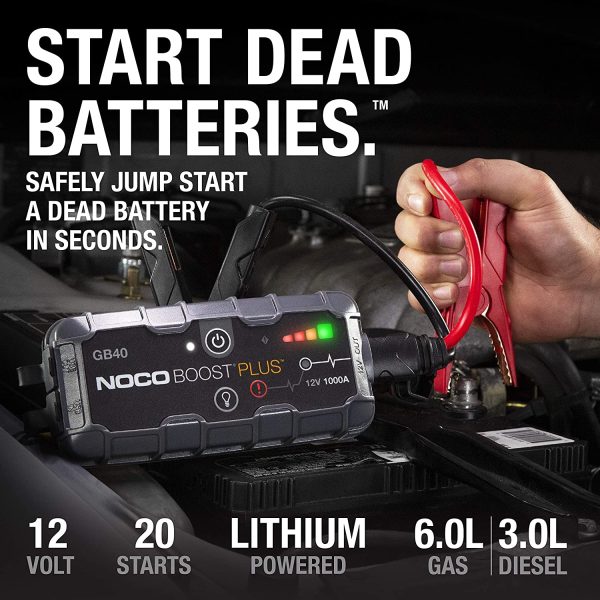 NOCO Boost Plus GB40 1000 Amp 12-Volt UltraSafe Lithium Jump Starter Box, Car Battery Booster Pack, Portable Power Bank Charger, and Jumper Cables For Up To 6-Liter Gasoline and 3-Liter Diesel Engines - Image 4