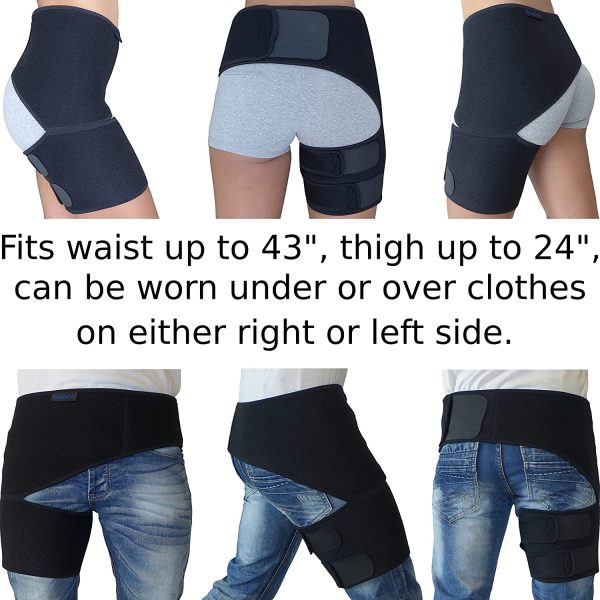 Hip Brace - Groin Compression Wrap for Thigh Hamstring Hip Arthritis Bursitis - Sciatica Pain Relief Brace - Hip Flexor Brace - Hip Stabilizer Brace for Women Men - Hip Support Brace Spica for Pull Injury - Sciatic Nerve Brace Si Brace Si Joint Belt - Image 5