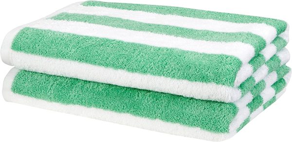 Amazon Basics Cabana Stripe Beach Towel - Pack of 2, Green - Image 7