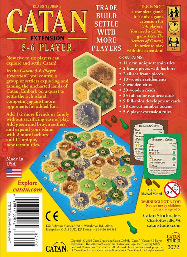 CATAN 5-6 Player Extension - A Board Game by Klaus Teuber's - +2 Players - Board Games for Family - 90 Minutes of Gameplay - Games for Family Game Night - For Kids and Adults Ages 10+ - - Image 5