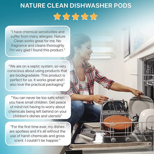 Nature Clean Automatic Dishwasher Pacs, Fragrance-Free, 60 Count - Image 3