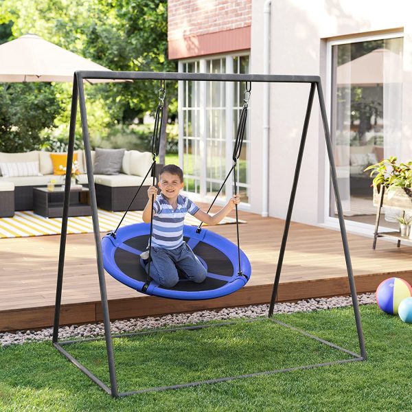 Saucer Tree Swing, 40 Inch, 700 lb Load, Includes Hanging Kit, Blue and Black UGSW001Q01 - Image 5