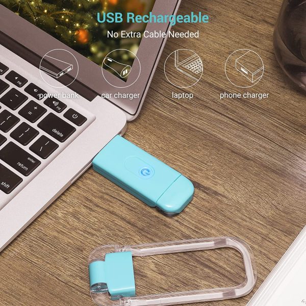 Amber Book Light, USB rechargeble Book Light for Reading in Bed, Clip on Book Light, Brightness Adjustable, Sleep Aid Light, Portable Bookmark Light, Warm White, Blue - Image 8