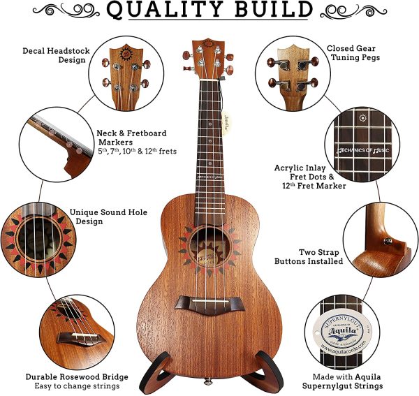 Concert Ukulele Bundle, Free Private Lesson(Zoom), 11 Accessories, Easy to Learn for Kids, Great Value Beginner Ukulele Instrument, Beginner Kit for Adult - Image 8