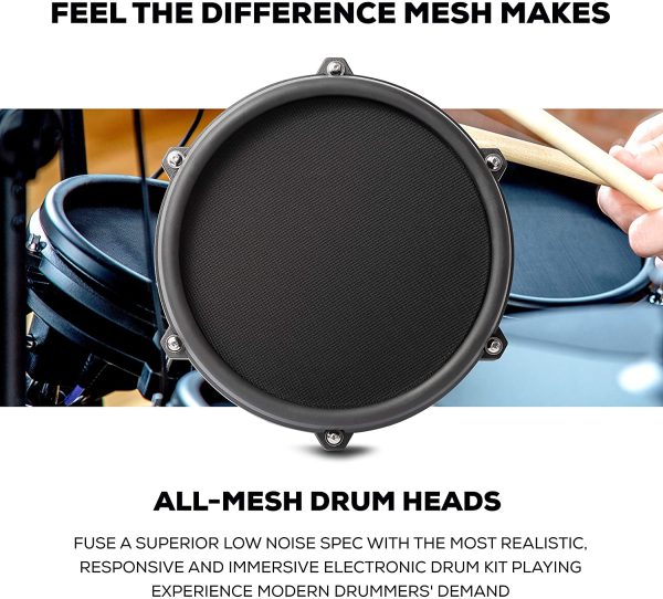 Alesis Drums Nitro Mesh Kit - Electric Drum Set with USB MIDI Connectivity, Mesh Drum Pads, Kick Pedal and Rubber Kick Drum, 40 Kits and 385 Sounds - Image 3