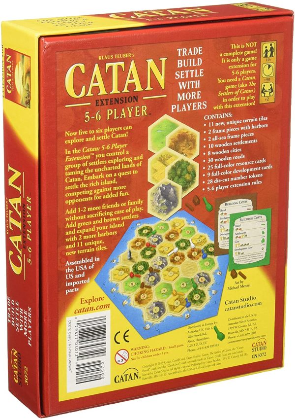 CATAN 5-6 Player Extension - A Board Game by Klaus Teuber's - +2 Players - Board Games for Family - 90 Minutes of Gameplay - Games for Family Game Night - For Kids and Adults Ages 10+ -