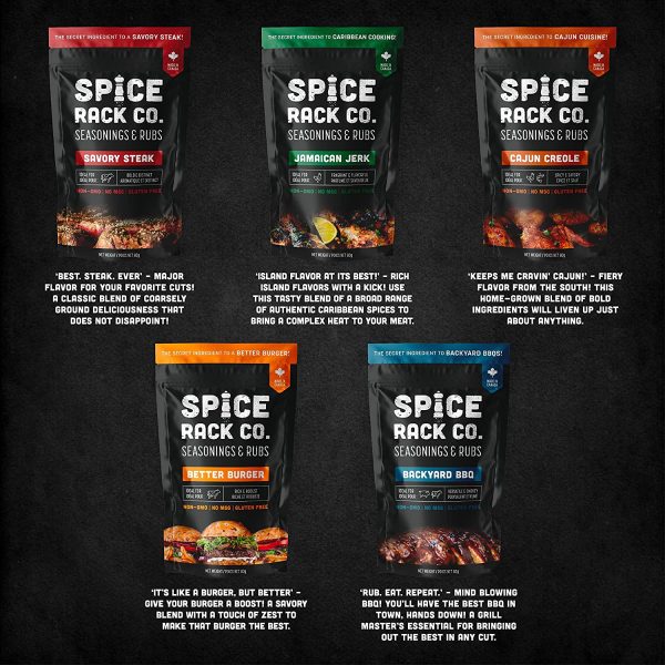 Meat Seasonings And Rubs Gift Sets - Spice Rack Co Essential BBQ Seasonings And Rubs Gift Set, Spice Gift Sets Include Steak Rub, Rib Rub, Hamburger Seasoning, Cajun Seasoning, Jerk Seasoning (5 pack) - Image 4