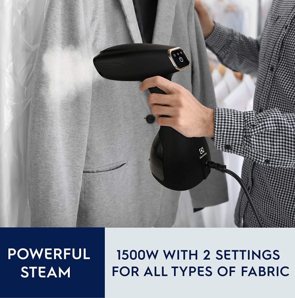 Portable Handheld Garment and Fabric Steamer 1500 Watts, Rapid Heating Ceramic Sole Plate Steam Nozzle, 2 in 1 Fabric Wrinkle Remover and Clothing Iron, with Fabric Brush and Lint Brush