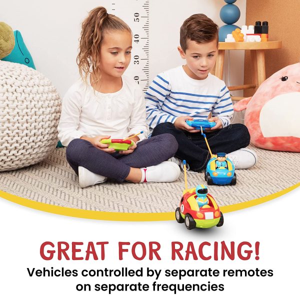 Prextex Pack of 2 Cartoon R/C Police Car and Race Car Radio Control Toys for Kids- Each with Different Frequencies So Both Can Race Together - Image 6