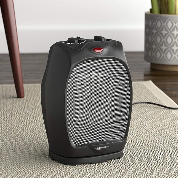 Amazon Basics 1500W Oscillating Ceramic Heater with Adjustable Thermostat, Black - Image 6