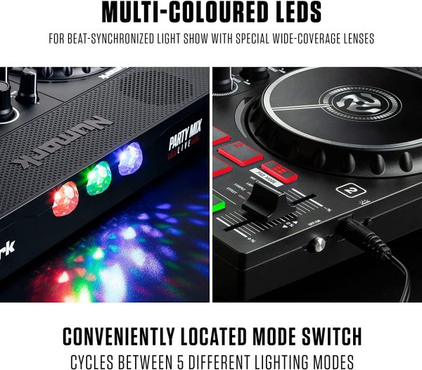 Numark Party Mix Live - DJ Controller with Built in Speakers, Party Lights and DJ Mixer, Complete Dj Set with Mixer and Audio Interface + Serato DJ Lite - Image 4