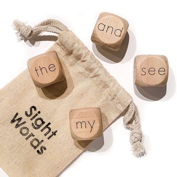 Sight Word Dice Kindergarten - Wood Dice - Tree Fort Toys - Made in Canada - Image 3