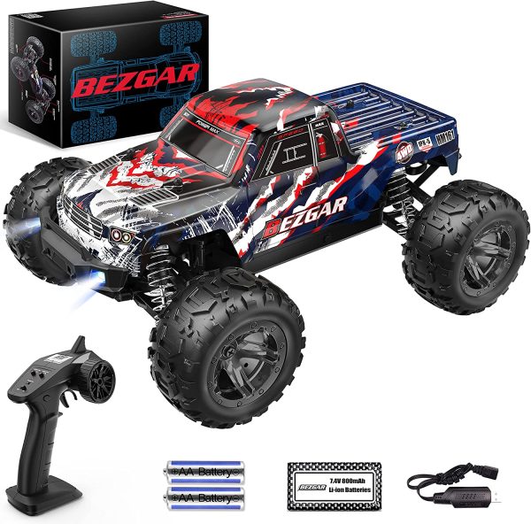 BEZGAR 7 RC Car, High Speed Remote Control Truck Hobby Grade 1:16 Scale 4WD 40 Km/h All Terrains Boys Electric Toy Off Road Monster Vehicle Crawler for Kids and Adults - Image 3