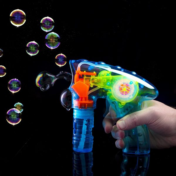 Prextex Pack of 5 Wind up Bubble Shooter Gun LED Light up Bubble Blower Indoor and Outdoor Toys for Puppya??s Kida??s Boys and Girls no Batteries Needed