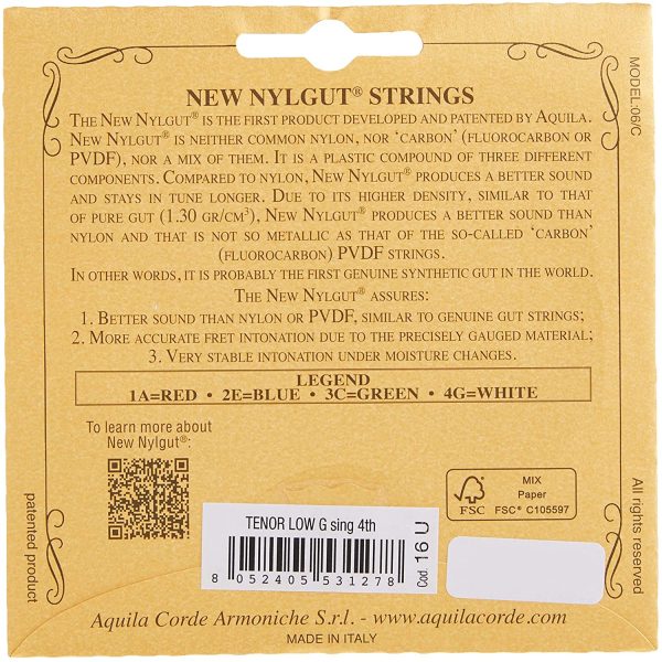 Aquila New Nylgut AQ-16 Tenor Ukulele String - Low G - 4th String