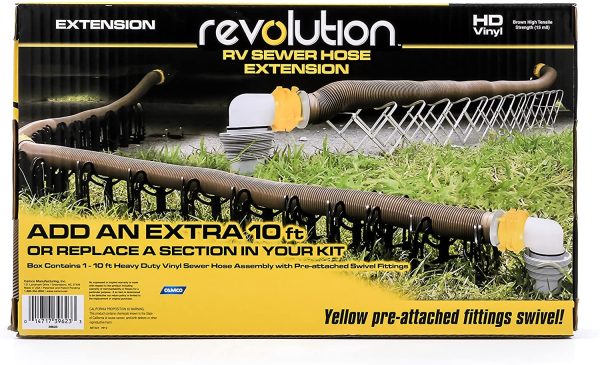 39639 Revolution 10' Sewer Hose Extension - Heavy Duty Design with Pre- Attached Swivel Lug and Bayonet Fittings, Easy to Use and Compresses for Simple Storage - Image 3