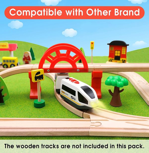 Battery Operated Action Locomotive Train (Magnetic Connection)- Powerful Engine Bullet Train Set Fits Thomas, Brio, Chuggington Wooden Tracks and Train - Toys Car for Toddlers - Image 2