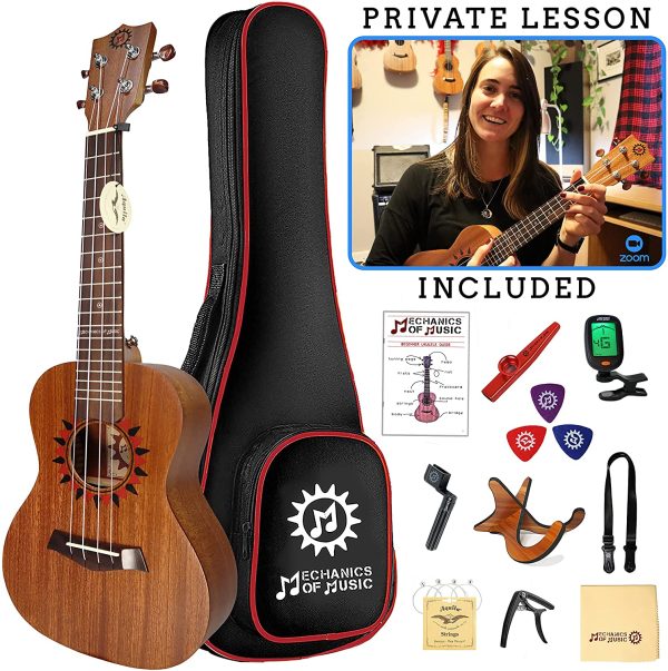 Concert Ukulele Bundle, Free Private Lesson(Zoom), 11 Accessories, Easy to Learn for Kids, Great Value Beginner Ukulele Instrument, Beginner Kit for Adult