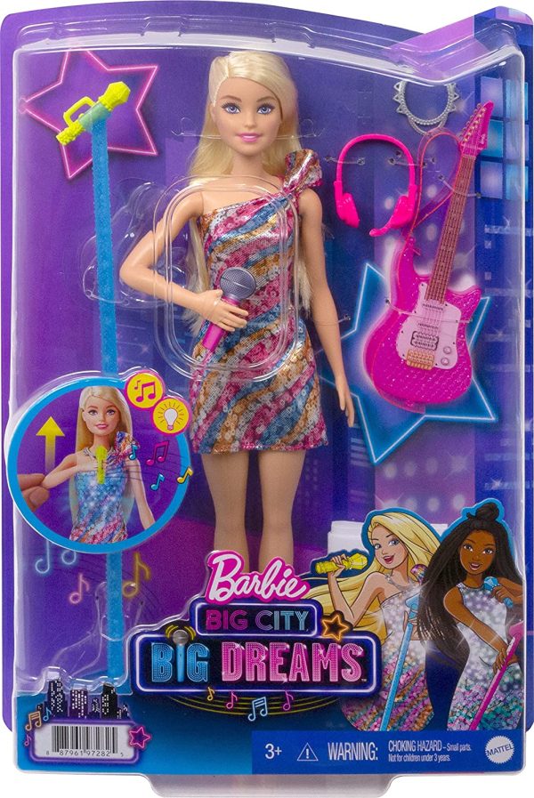 Barbie: Big City, Big Dreams Barbie ??Malibu?? Roberts Doll (11.5-in Blonde) with Music, Light-Up Feature, Microphone & Accessories, Gift for 3 to 7 Year Olds - Image 8