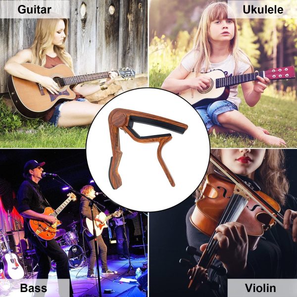 WINGO Guitar Capo for 6-String Acoustic Electric Guitars,Bass,Ukulele -Rosewood Free 5 Picks - Image 3