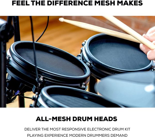 Alesis Drums Nitro Mesh Kit Bundle - Ten Piece Mesh Electric Drum Set With 385 Electronic Drum Kit Sounds and Solid  Rack - Image 4