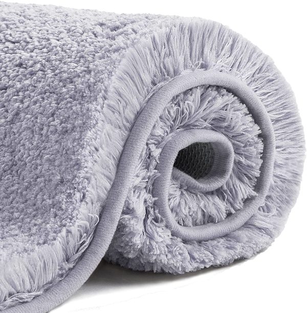 VANZAVANZU Bathroom Rugs Ultra Soft Absorbent Non Slip Fluffy Thick Microfiber Cozy Grey Bath Mat for Tub Shower Bathroom Floors Accessorie (16"x24", Baby Lavender) - Image 3