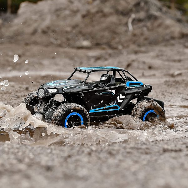 BEZGAR 18 Remote Control Truck for Boys, RC Car Toy Grade 1:14 Scale 2WD High Speed 20 Km/h All Terrains Electric Toy Off Road Vehicle Crawler with Two Rechargeable Batteries for Kids and Adults (Blue) - Image 6