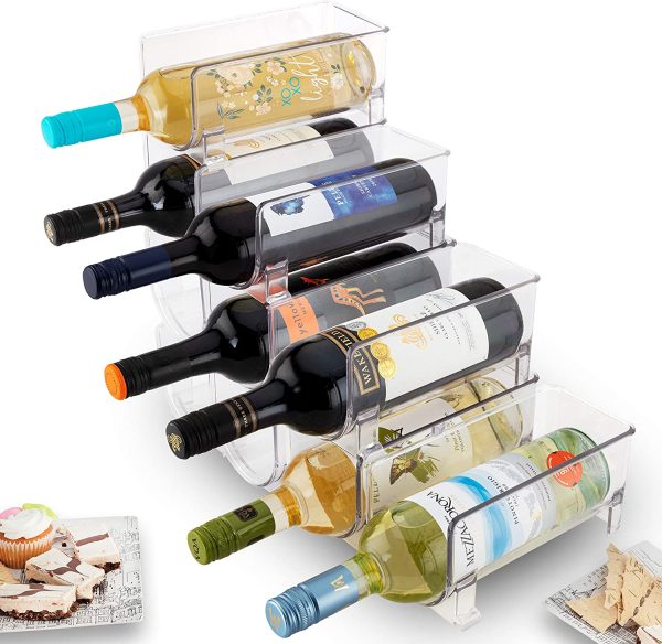 (Set of 1) Wine Bottle Organizer Stackable Clear Plastic Wine Rack Holder for Fridge Pantry Countertop Kitchen Table Top Free-Standing Storage for Wine Bottles (1 PCS)