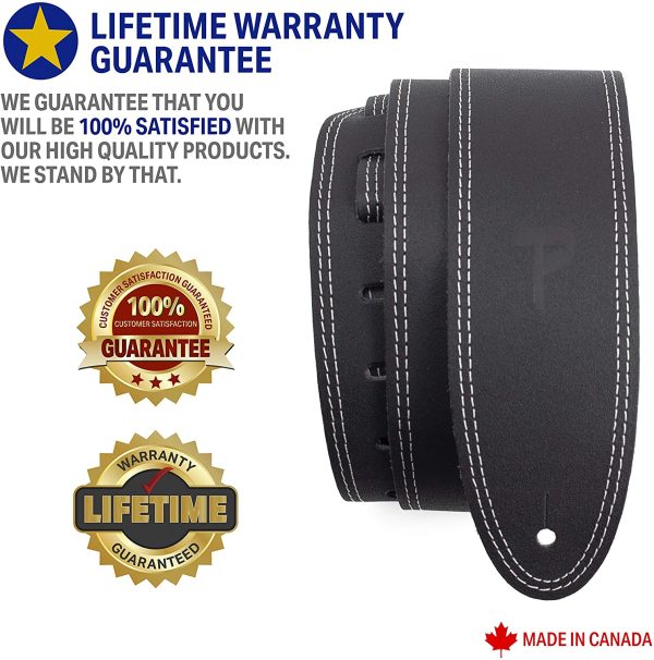 Perri??s Leathers Ltd. - Guitar Strap - Leather - Double Stitched - Black - Adjustable - For Acoustic/Bass/Electric Guitars - Made in Canada (BDS-175) - Image 7