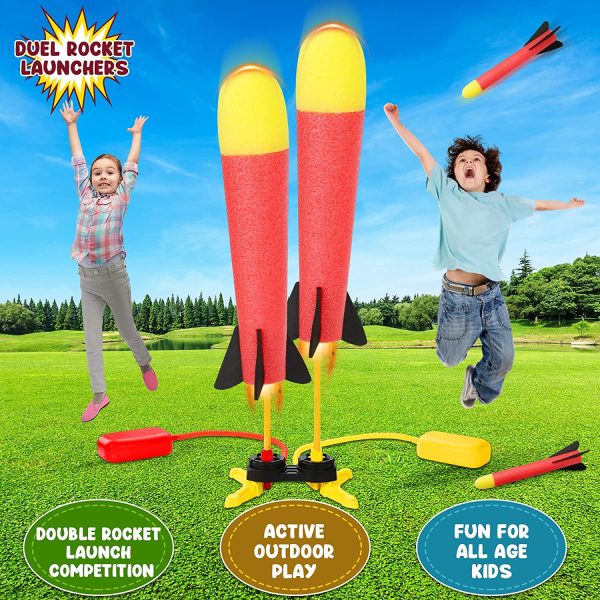 Toy Rocket Launcher for Kids- Air Rocket Toy Includes 3 Rockets & 3 Aircraft Launch Models, Fun Outdoor Toy for Boys and Girls for Age 3 4 5 6 7+Years Old Gifts Toys for Kids. - Image 3