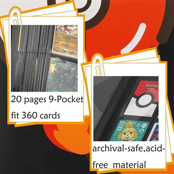 9 Pocket Trading Card Binder Folder,360 Side Loading Pocket Album Fits for Trading Card Games/ M.T.G/ C.A.H./Y.G.O/PM cards and All Other TCG card game (black) - Image 2