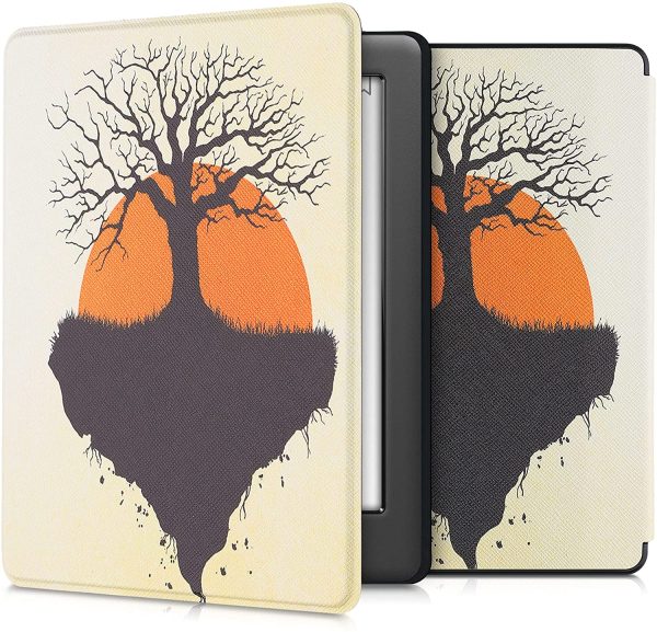 kwmobile Case Compatible with Kobo Glo HD/Touch 2.0 - Case PU e-Reader Cover - Setting Sun Black/Orange/Beige