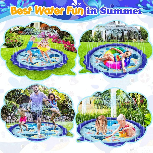 Upgrade Splash Pad, Wave Shape Sprinkler, Spray Water with Inflatable Sprinkler Fun Wading Pool Summer Outdoor Water Mat Splash Pad Sprinkler(68") - Image 2