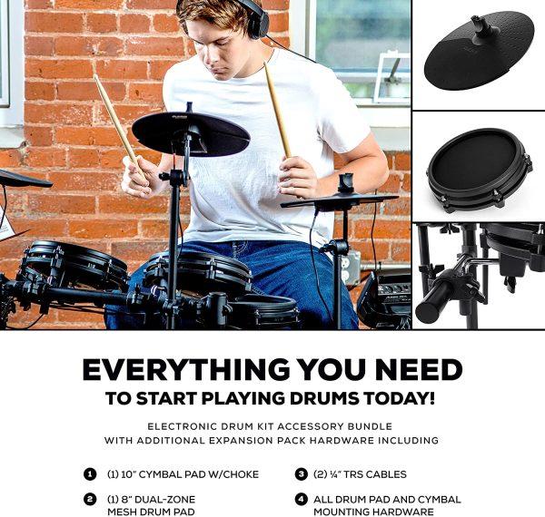 Alesis Drums Nitro Mesh Kit Bundle - Ten Piece Mesh Electric Drum Set With 385 Electronic Drum Kit Sounds and Solid  Rack